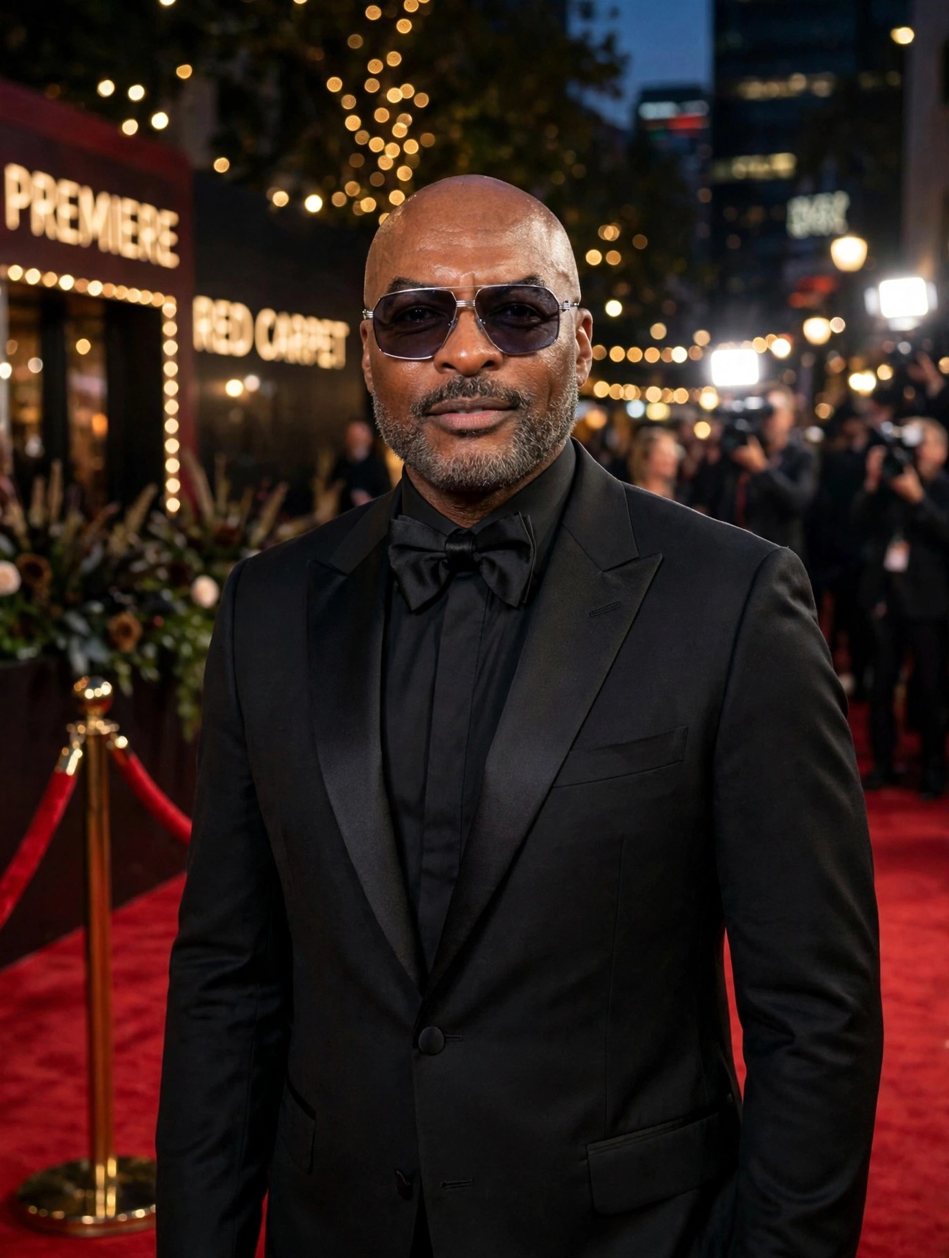 Reggie Sanders in a black tuxedo on the red carpet
