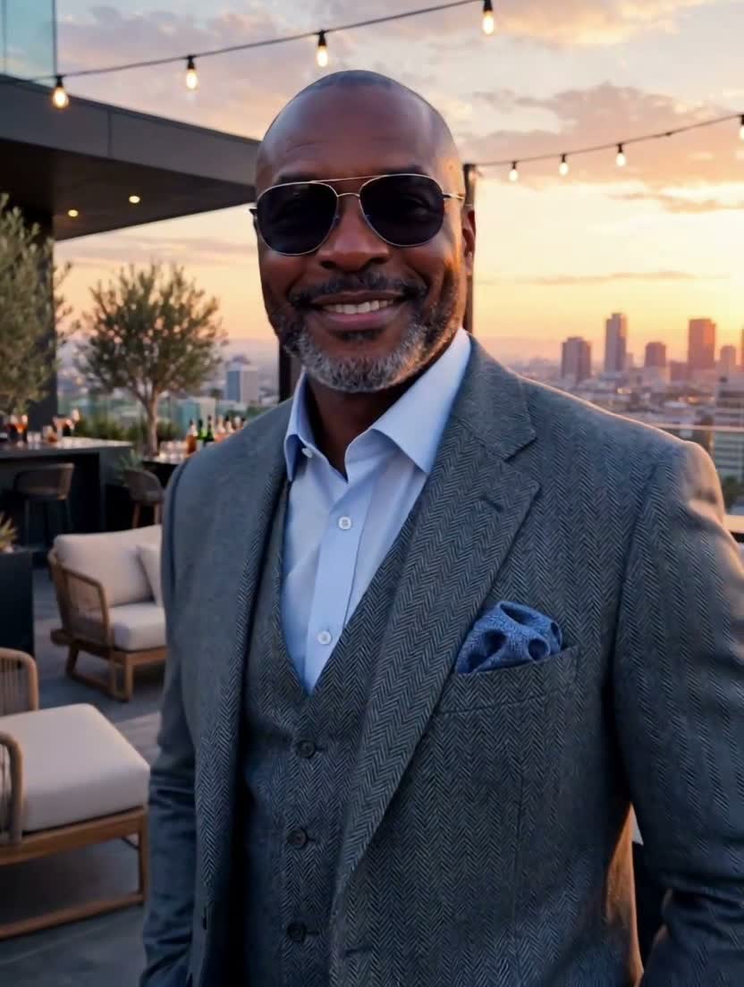 Reggie Sanders in a grey suit
